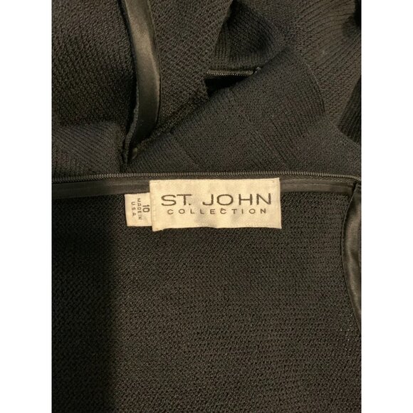 St. John Collection Black Layered Panel 3/4 Sleeve Knit Dress, Size 10 - Picture 5 of 5